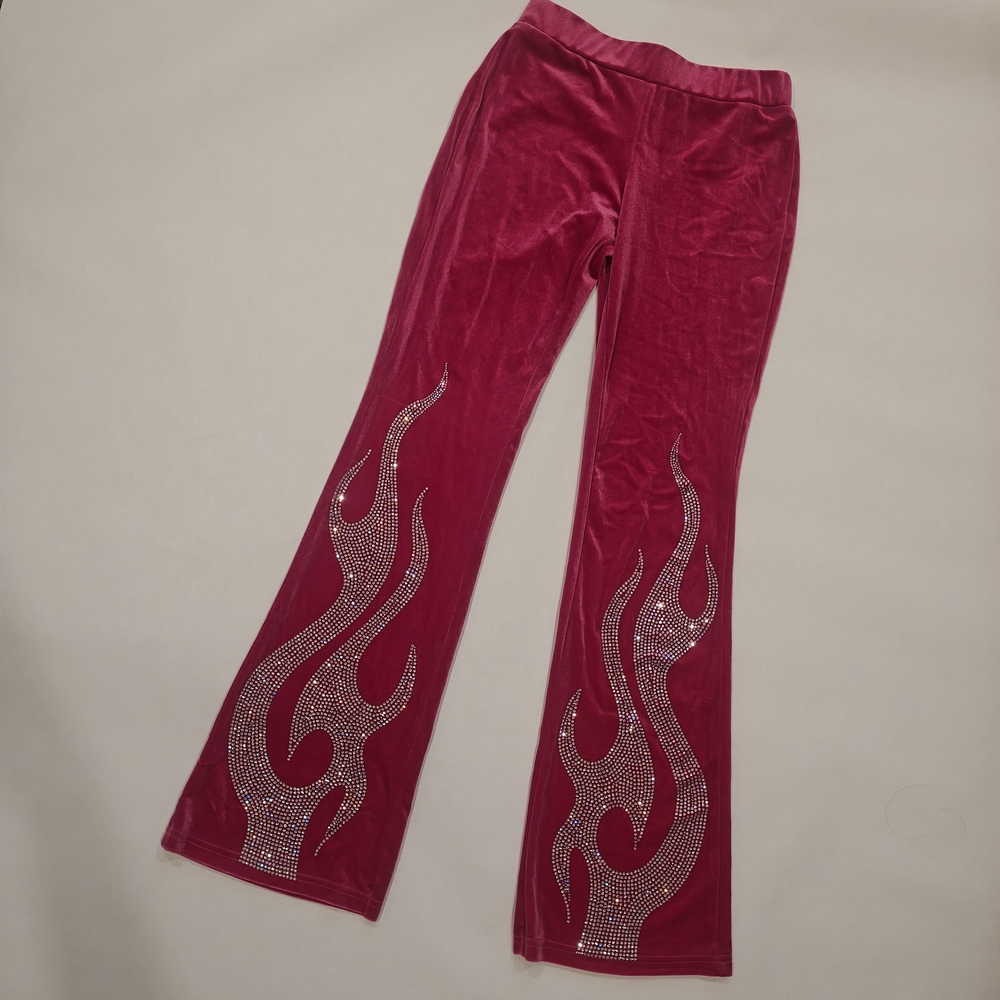 RHINESTONE FLAME PANTS